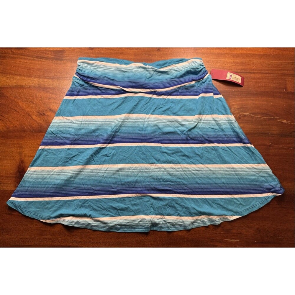 Merona Womens XL Skirt Blue Turquoise Stripe Stretch A-Line Casual Target - NWT